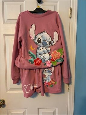 Disney Pink Stitch Cozy Pullover/Short set  - Soft Dusty Pink